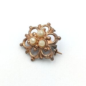 Antique or late vintage open metal work small brooch pin